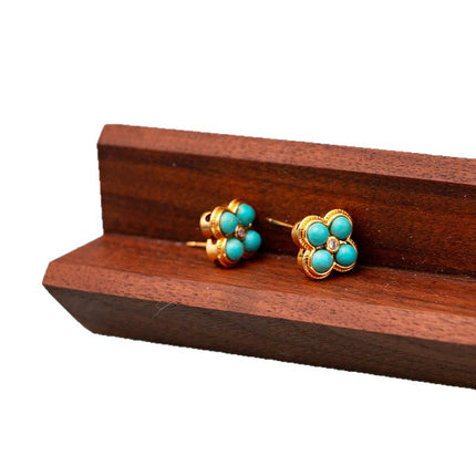 New Chinese Style Retro Style Turquoise Earrings, Charming Classic Niche Design, New Summer Style Bohemian Style