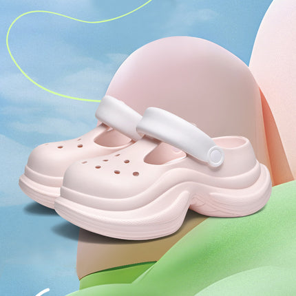Small waisted hole shoes women wear thick bottom increased sweet casual non-slip 2025 new sandals and slippers wholesale