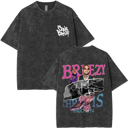 Vintage Washed Chris Brown Pop Music Album Cover Graphic t Shirt