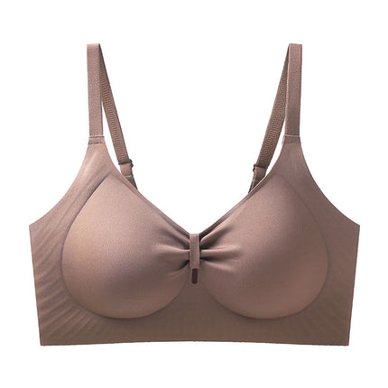 Pleated Hollow-out Traceless Underwear Live-generation Naked Comfortable No Steel Rings Soft Support Fixed Cup Bra Cross-border