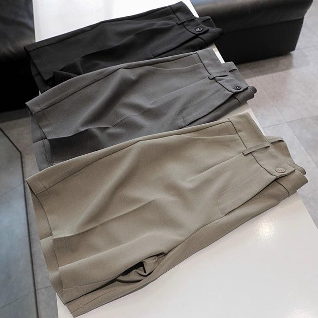 Plus-Size 150kg Casual Suit Shorts for Women, Summer Korean Version, Loose and Slimming High-Waisted Knee-Length Straight Shorts