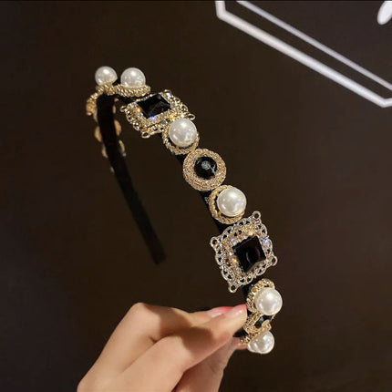 Internet Red Square Explosions Contrast Braid Head Band Wide Edge Non-Slip High-Level Hair Band 2023 New Style Hair Card for Women