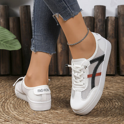 Foreign Trade White Shoes for Women 2025 Spring and Summer New Casual Flats Mesh Panel Shoes Women's Sports Shoes Lazy Shoes