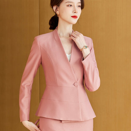 Fashionable professional women's dress elegant goddess style suit spring and autumn suit beauty salon front desk work uniform high-end