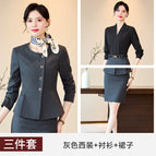 Gray suit + shirt + skirt / S
