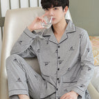Double Bag 100% cotton long-sleeved trousers flower gray deer / L size is recommended to wear 50.00 kg-65.00 kg