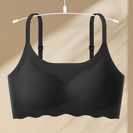 Traceless Ice Silk Beautiful Back Underwear Women's Gather-up Thin Rimless One-piece Sleeping Bra Sports Camisole