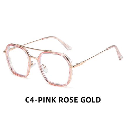 Fashion trend large frame glasses frame new anti-blue light men's and women's myopia glasses frame simple artistic flat mirror
