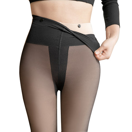 Light leg artifact autumn and winter leg pressure double-layer fleece-lined leggings bare feeling hair removable replacement stockings