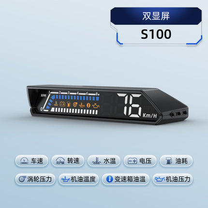 Hud head-up display obd multi-function vehicle instrument oil temperature transmission oil temperature monitoring dual display screen S100