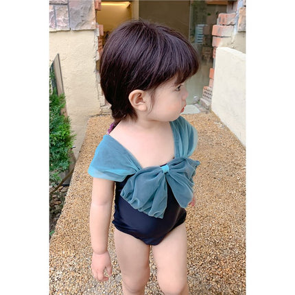 Ins Kidsren's Swimsuit Girls One-Piece Bow 2023 New Korean Cute and Stylish Baby Popular Swimsuit