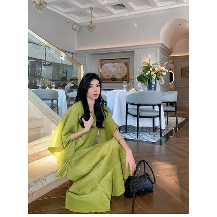 Miyake Dress Retro Dress Pleated Skirt Slim Fishtail Skirt Mid-Length Niche Design Skirt for Women