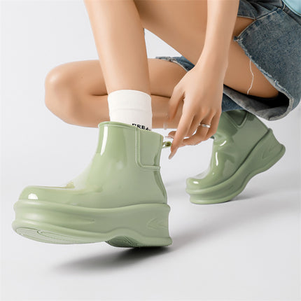Cross-Border Wholesale Japanese-Style New Fashion Rain Boots for Women, Non-Slip Waterproof Shoes, Girls' Camping Rubber Shoes, Shiny Rain Boots