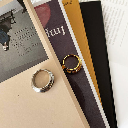 Japanese and Korean-style Irregular Geometry Exquisite Ring Titanium Steel Electroplated Overlapping High-grade Sense Ring Female Niche Color-free Accessories