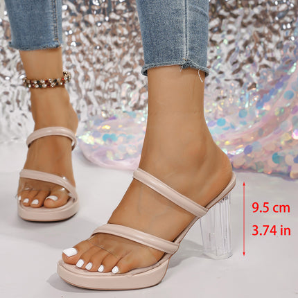 Transparent One-Strap Slippers for Women to Wear Outside 2025 New Fairy Style Sexy Open-Toe Elegant High-Heeled Shoes Crystal Slippers