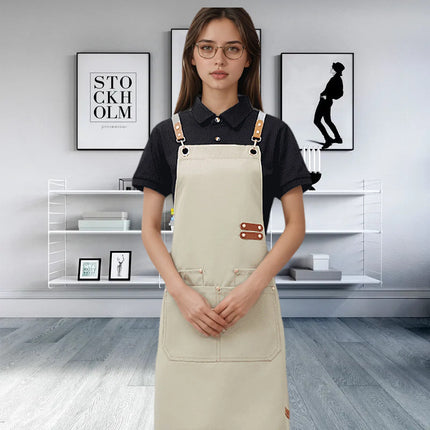 Mengniu Internet Celebrity Cross-Border Waterproof and Oil-Proof Canvas Suspenders Catering Kitchen Home Work Apron Custom Logo Printing