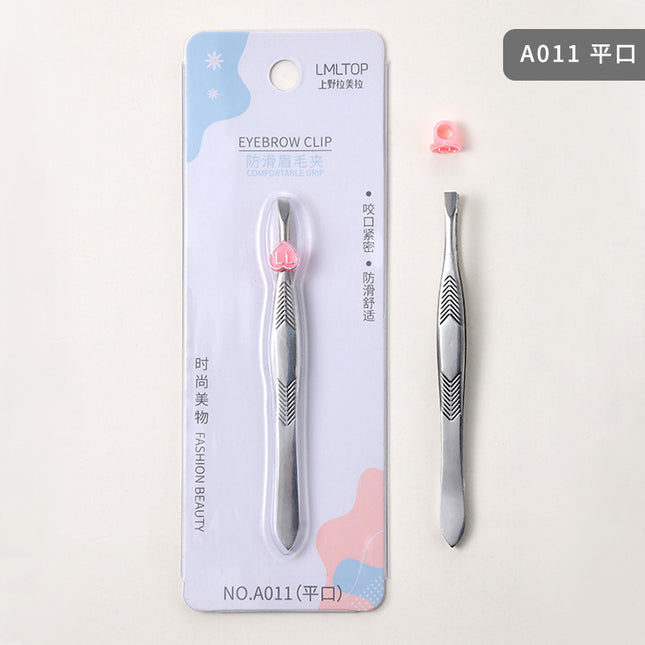 Lamela Stainless Steel Eyebrow Clip Eyebrow Pliers Eyebrow Clip Tweezers Hair Plucking Clip Oblique Mouth Flat Mouth Two Types Wholesale A011