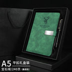 A5 gem green black gift box-elk head-flat buckle 240 pages