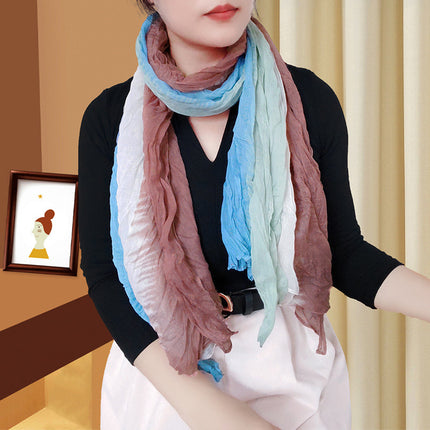 Spring and Summer Cotton Linen Pressed Pleated Leopard Scarf Women Autumn and Winter New Stylish Fashion Beach Scarf Shawl