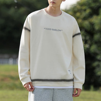 Han Pai Men's Wear Spray Dye Design Trendy Letter Printing Crewneck Sweatshirt Autumn and Winter All-match Long Sleeve T-shirt Fashion Base