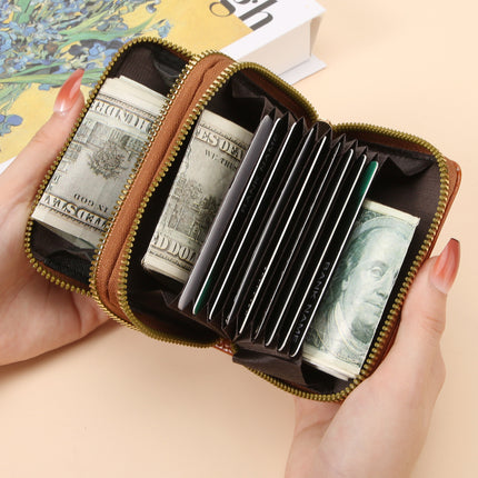 Anti-Magnetic Theft Double Pull Card Holder Fashionable Women's Crocodile Pattern Zipper Coin Purse Cross-Border Coin Purse Rfid