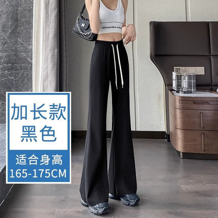 Ice Silk Flared Pants for Women, Summer Thin Style, Petite Quick-Dry Sun-Protection Yoga Micro-Flare Pants, Casual Wide-Leg Sports Pants