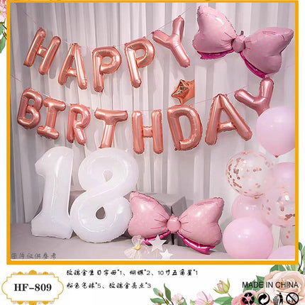 18-Year-Old Adult Ceremony Male and Female Birthday Decoration Party Decoration Background Wall Balloon Photo Scene Props Balloon Set