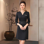 Black mid-sleeve dress / S
