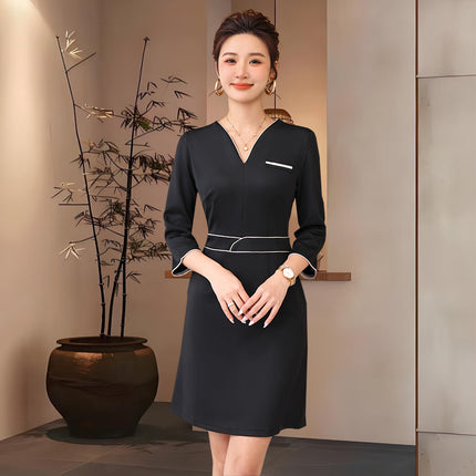 Summer Beauty Salon Short-Sleeved Technician Uniforms for Women, High-End Spa Club Foot Bath and Head Therapy Beautician and Waitress Work Uniforms