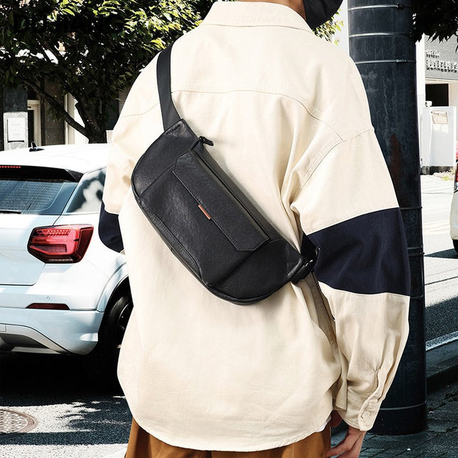 Cross-border Top-layer Cowhide High-end Men's Crossbody Backpack Casual Bags Men's Large Capacity Genuine Leather Chest Bag