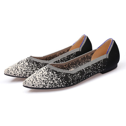 Egg roll European and American princess shoes spring and autumn fly woven shoes 40 beans 41 flat 43 plus size women's shoes soft bottom knitted pointed