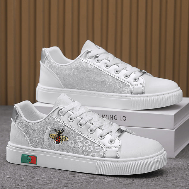 2026 Spring Men's Fashion Embroidered Trendy Sneakers Versatile Comfortable Classic Student Low-Top Round-Toe Casual Shoes