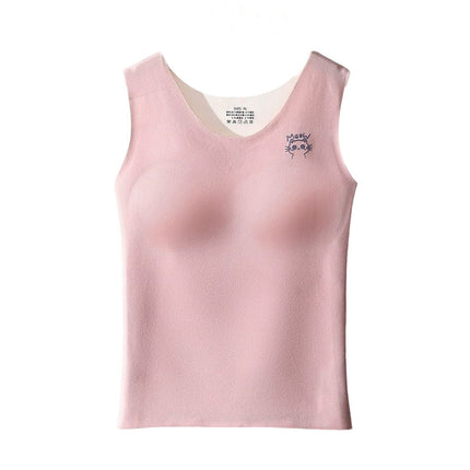 Cross-Border Foreign Trade Popular German Velvet Thermal Underwear for Students with Chest Pads, Double-Sided Brushed Girls' Cold-Proof Vest