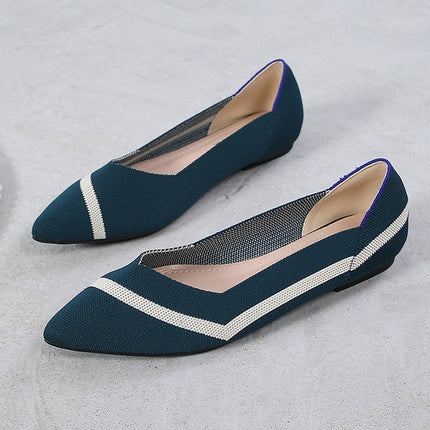 Egg roll European and American princess shoes spring and autumn fly woven shoes 40 beans 41 flat 43 plus size women's shoes soft bottom knitted pointed
