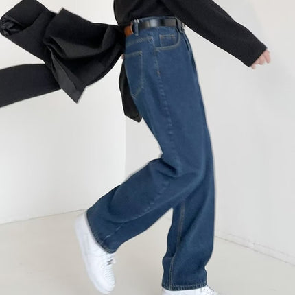 Men's Jeans 2025 New Spring and Autumn Loose Straight Wide-Leg Pants Korean Style Trendy Casual Floor-Length Trousers