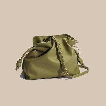 Women's Bags 2025 New Style Single Shoulder Crossbody Bag Genuine Leather Women's Bag Lucky Bag Drawstring Versatile Women's Bag Commuter Bag