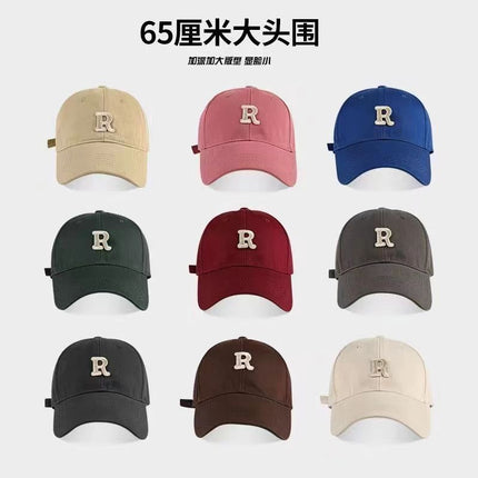 Baseball Cap Women's Summer Sunscreen Embroidered Letter R Deep Top Big Head Face Showing Small New Style Cap Sunshade Hat