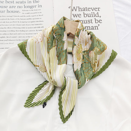 New wrinkled small square scarf female Korean imitation silk printed wrinkled small scarf Joker scarf decorative scarf wholesale