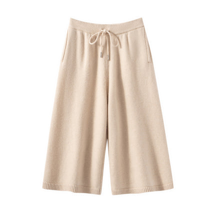 Women's New Drapey Knit Pullover Thick Casual Floor-Length Straight-Leg High-Waisted Loose Cashmere Pants