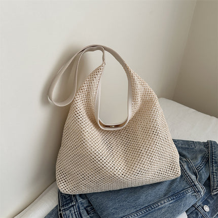 Ins Woven Tote Bag Straw Bag Large Capacity Underarm Bag Shoulder Bag Holiday Style Beach Bag Women's Portable
