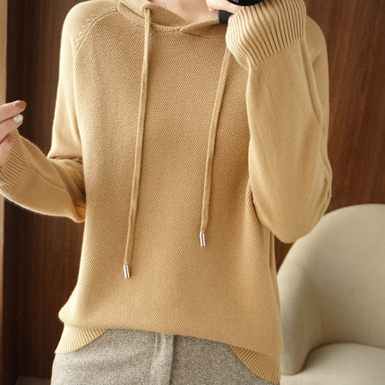 Lazy Style Hoodie Sweater for Women in Autumn and Winter Thickeneded Loose Knitted Hoodie Jacket for Women with Trendy Long-Sleeved Tops