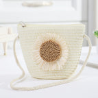 Rope braided large white flower bag white