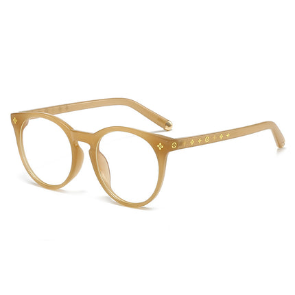 Ouyang Nana's Same Style Large Frame Black Glasses with High-End Design, Four-Petal Flower, Round Face, Retro Frame for Myopic Women