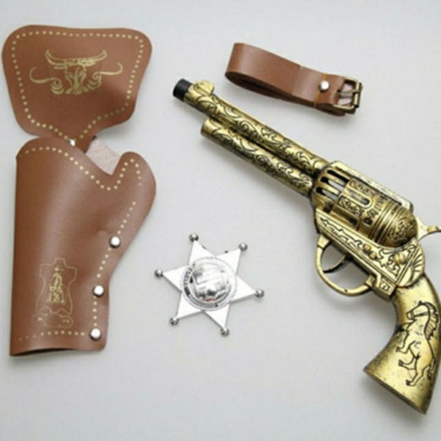 Samurai Costume Props Silver Gold Cowboy Gun Children's Weapons Toys Western Cowboy Weapons Revolver Pistol Scarf
