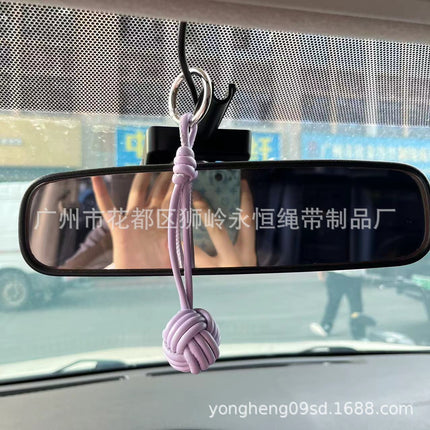 Car Keychain Bag Couple Exquisite Gift Soft Sheepskin Handmade Woven Tennis Ball Monkey Fist Hanging Bag