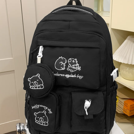 Ins Style School Bag for Girls, Versatile Color-Blocking Large-Capacity Backpack for Middle School and High School Students, Campus Style