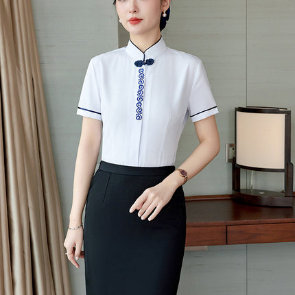 Stewardess Uniform Professional Shirt suit Women Jewelry Store Hotel Front Desk Attendant Tooling Summer Dress Overalls