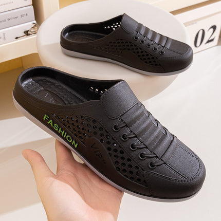 Baotou Half Slippers Summer Business Men's New Breathable Mesh Shoes Slip-on Lazy Fashionable Outwear Beach Sandals Non-slip