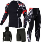 Gray red four-piece set---continuous discounts / Xxxl ( 85-95kg )