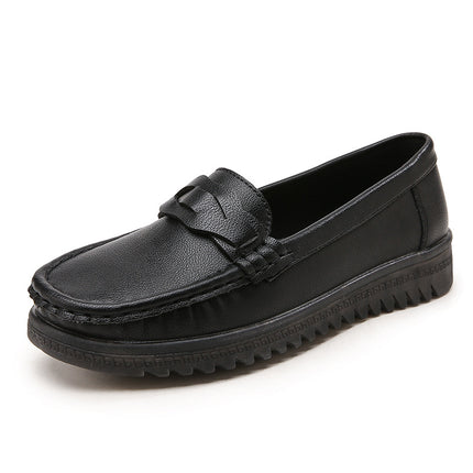 Mom's Shoes for Spring and Autumn, Non-Slip Soft Sole Flat Shoes, Comfortable for Middle-Aged and Elderly Women, 2026 New Model, Middle-Aged Leather Shoes for Grandma